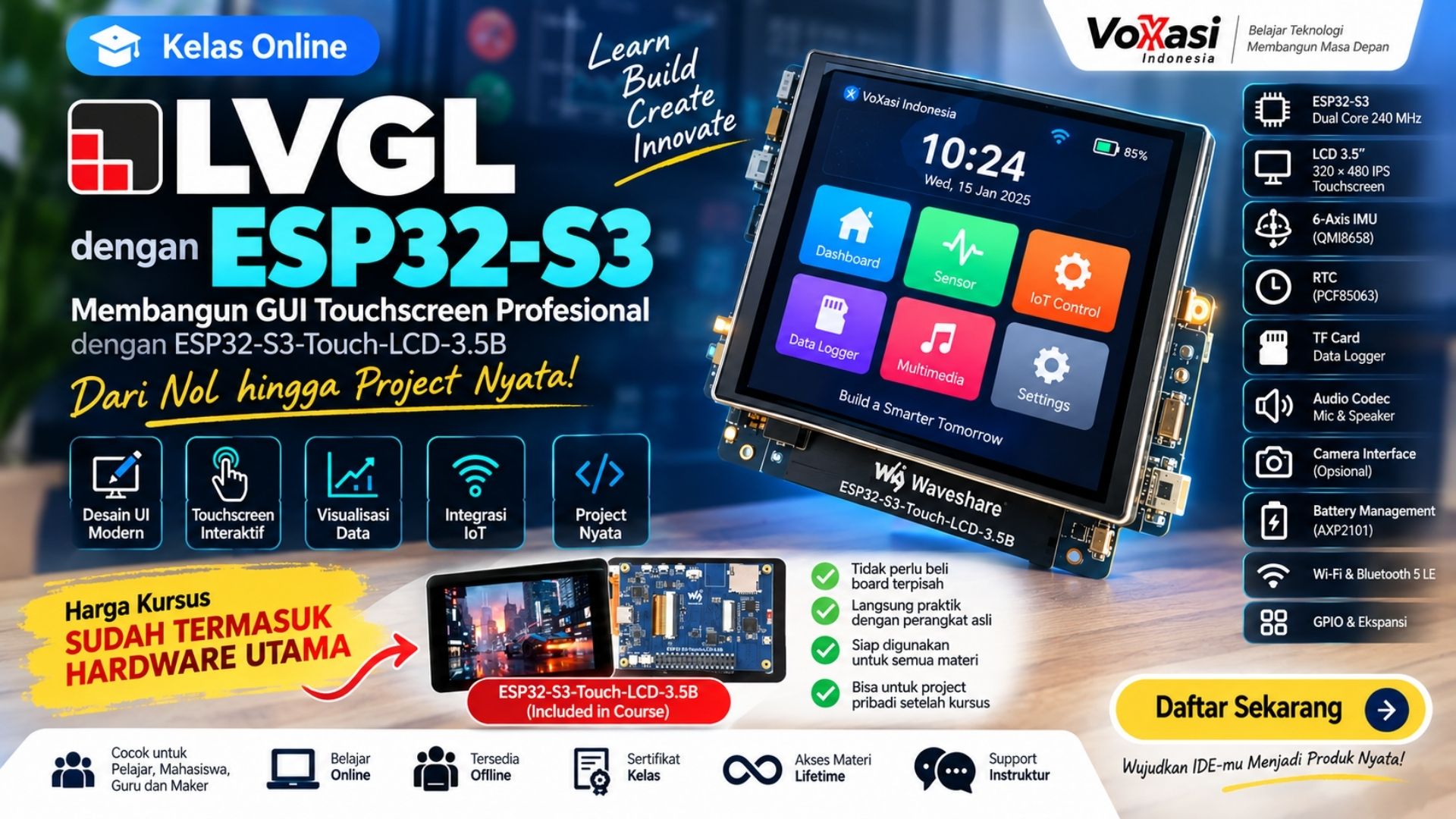 Membangun GUI Touchscreen Profesional dengan LVGL pada ESP32-S3
